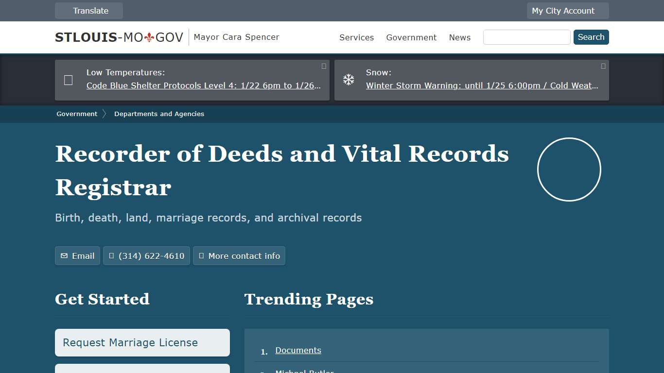 St. Louis City Recorder of Deeds and Vital Records Registrar