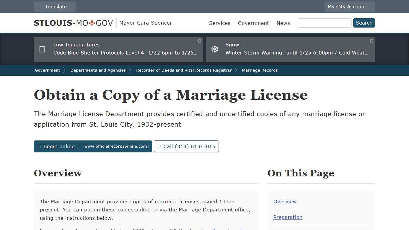 Obtain a Copy of a Marriage License