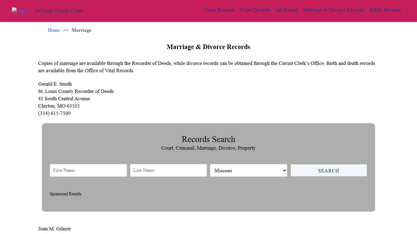 Marriage & Divorce Records St Louis County Court